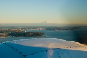 Seattle at sunset from over Bainbridge Island